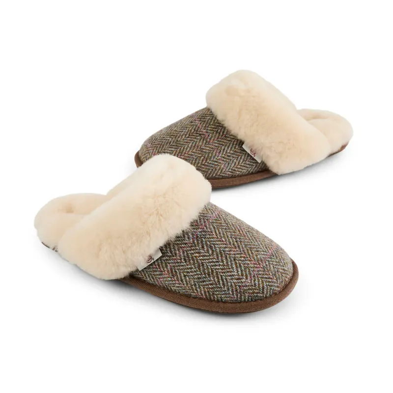 Bedroom Athletics Kate Harris Tweed Slipper - Oat/Pink Check-1
