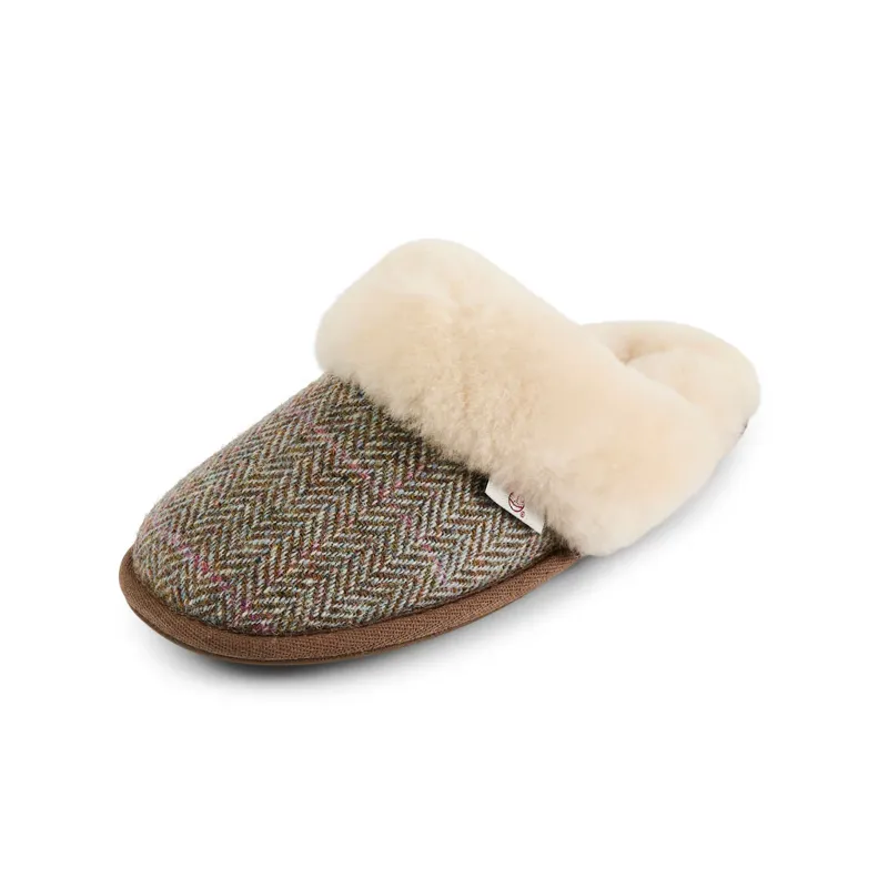 Bedroom Athletics Kate Harris Tweed Slipper - Oat/Pink Check-3