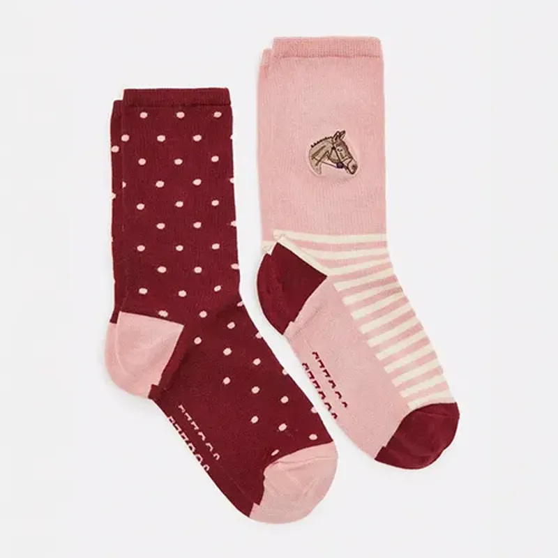 Joules Everyday 2 Pack Socks - Berry Horse