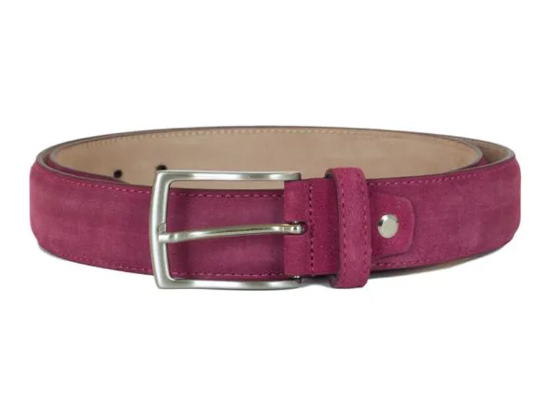 Closed Suede Belt - Raspberry Pink Suede Square Buckle Belt - Fuchsia | BeltBe | Wolf & Badger main image 4