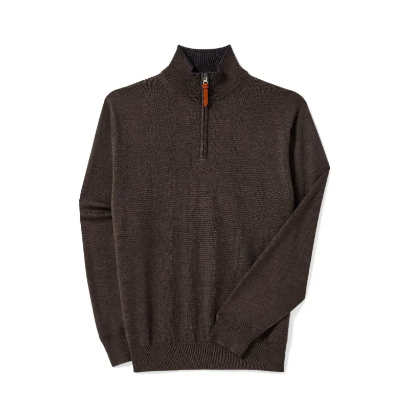 R.M Williams Ernest 1/4 Zip Sweater - Chestnut