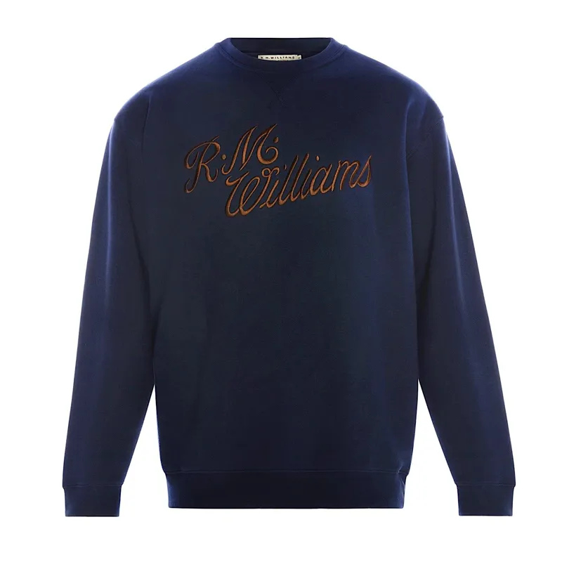 R.M Williams Mens Script Crew - Navy