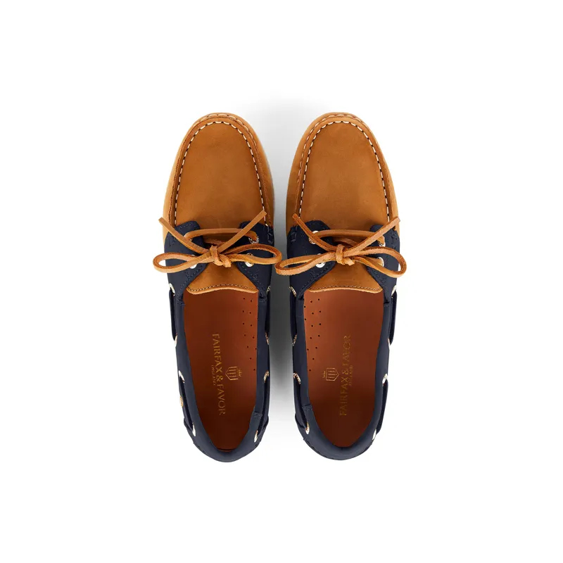 Fairfax and Favor Salcombe Deck Shoe - Tan/Navy-1