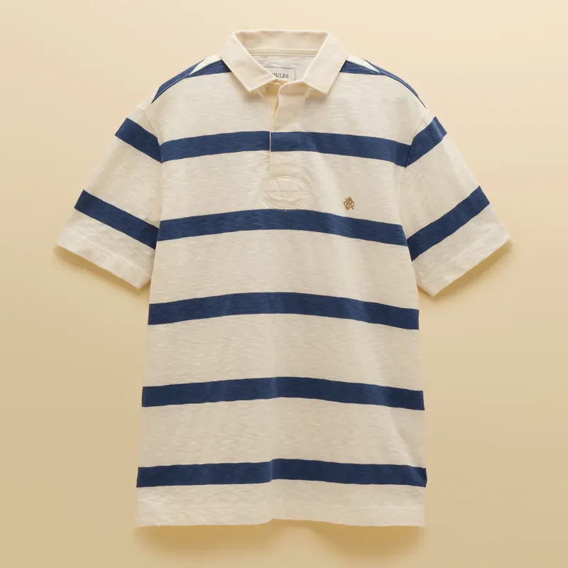 Joules Short Sleeve Rugby Polo - Cream/Navy
