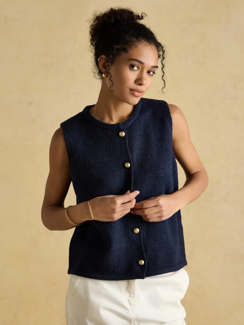 Joules Holly Button Vest - Navy