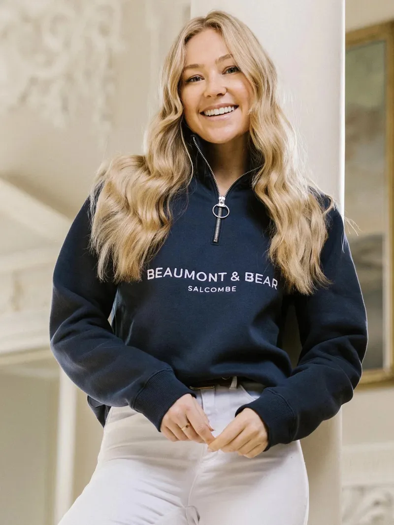 Beaumont and Bear Kingswear Unisex 1/4 Zip - Washed Navy
