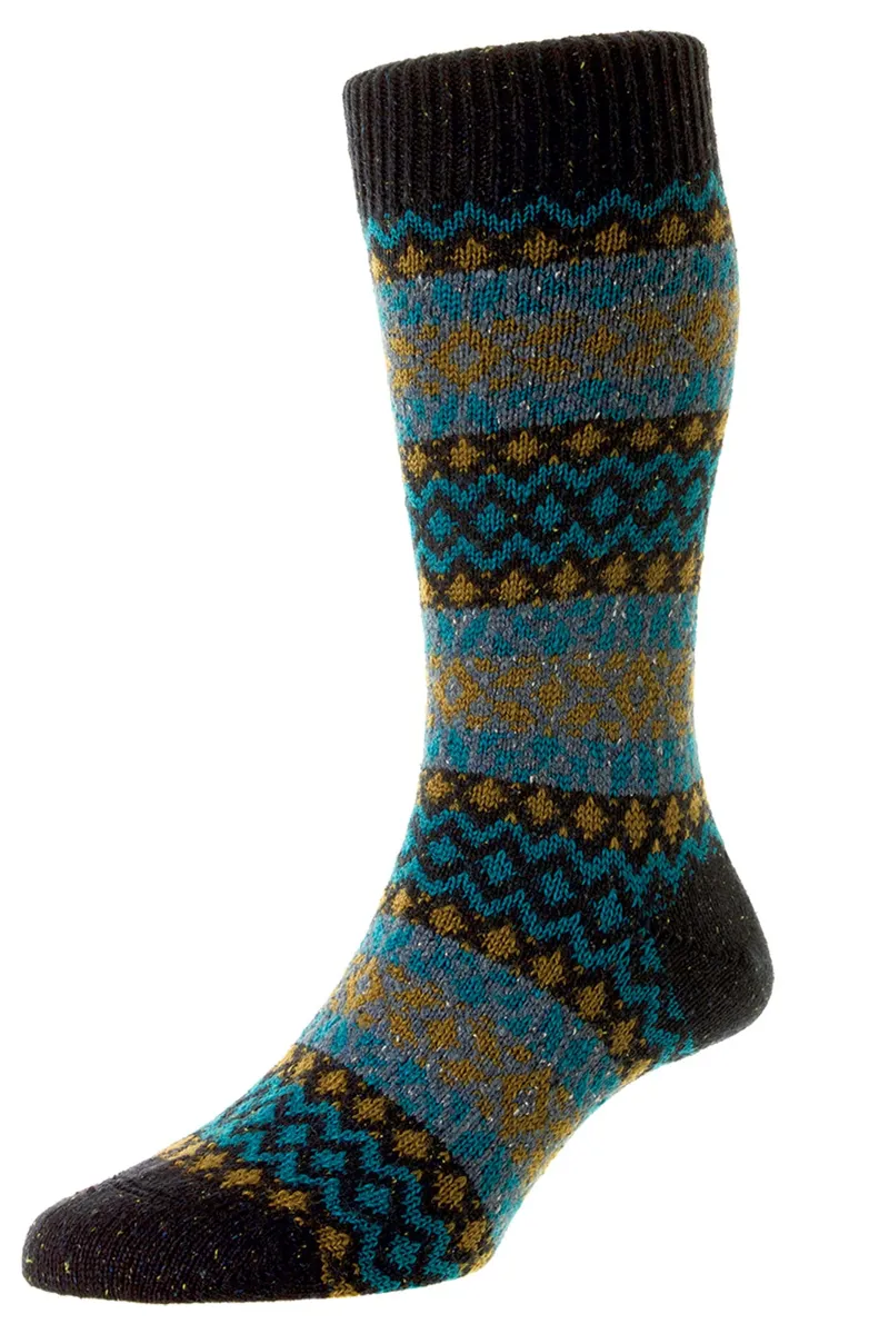 Scott Nichol Fellcroft Wool Sock Navy Fleck