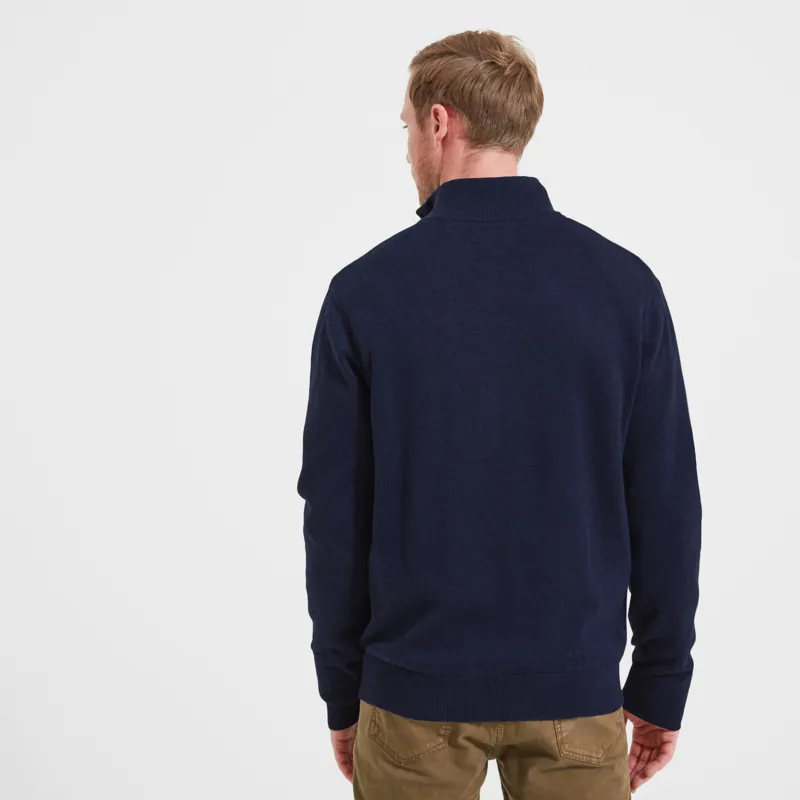 Schoffel Porthmeor Pima 1/4 Zip Jumper - Navy-1
