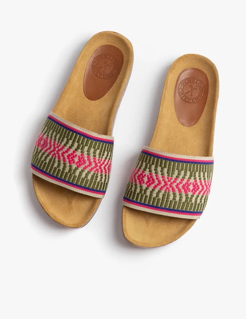 Penelope Chilvers Sol Savannah Slide - Khaki/Pink